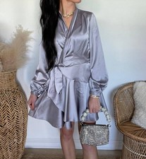 Lucy Paris Adonia Wrap Mini Dress Gray