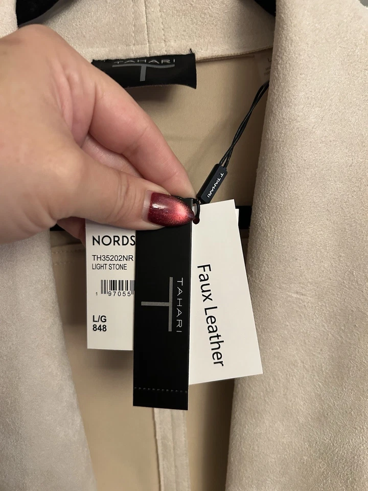 Jaqueta feminina nova em folha com etiquetas! Jaqueta de camurça Tahari Feux, cor, pedra tamanho grande - Imagem 3 de 4