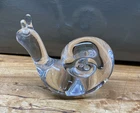 Steuben Glass Snail Figurine Clear Crystal Sculpture, Signed, 3 inch long
