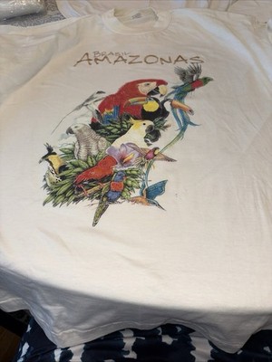 Vintage Amazonas Brazil Parrot Graphic T-shirt Amazon Single Stitch Size XXL