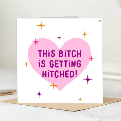 Lustige Junggesellinnenabschiedskarte - Diese Schlampe wird angehängt - unhöfliche Bridal Shower 6x6