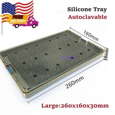 Silicone Sterilization Tray Disinfection Case Surgical Autoclavable Box Large US