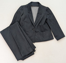 Vintage 70s Women's Leisure Suit Size L Gray-Black Handmade Polyester Knit