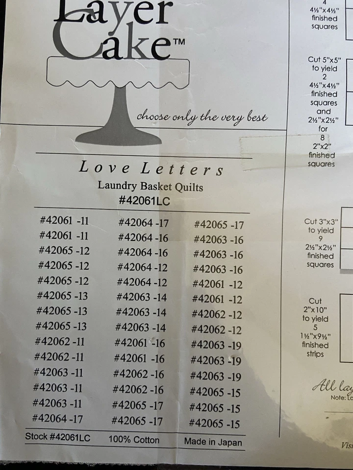 Love Letters By Laundry Basket Quilts For Moda Rare OOP Layer Cake 42 - 10 X 10 - Image 3 of 3