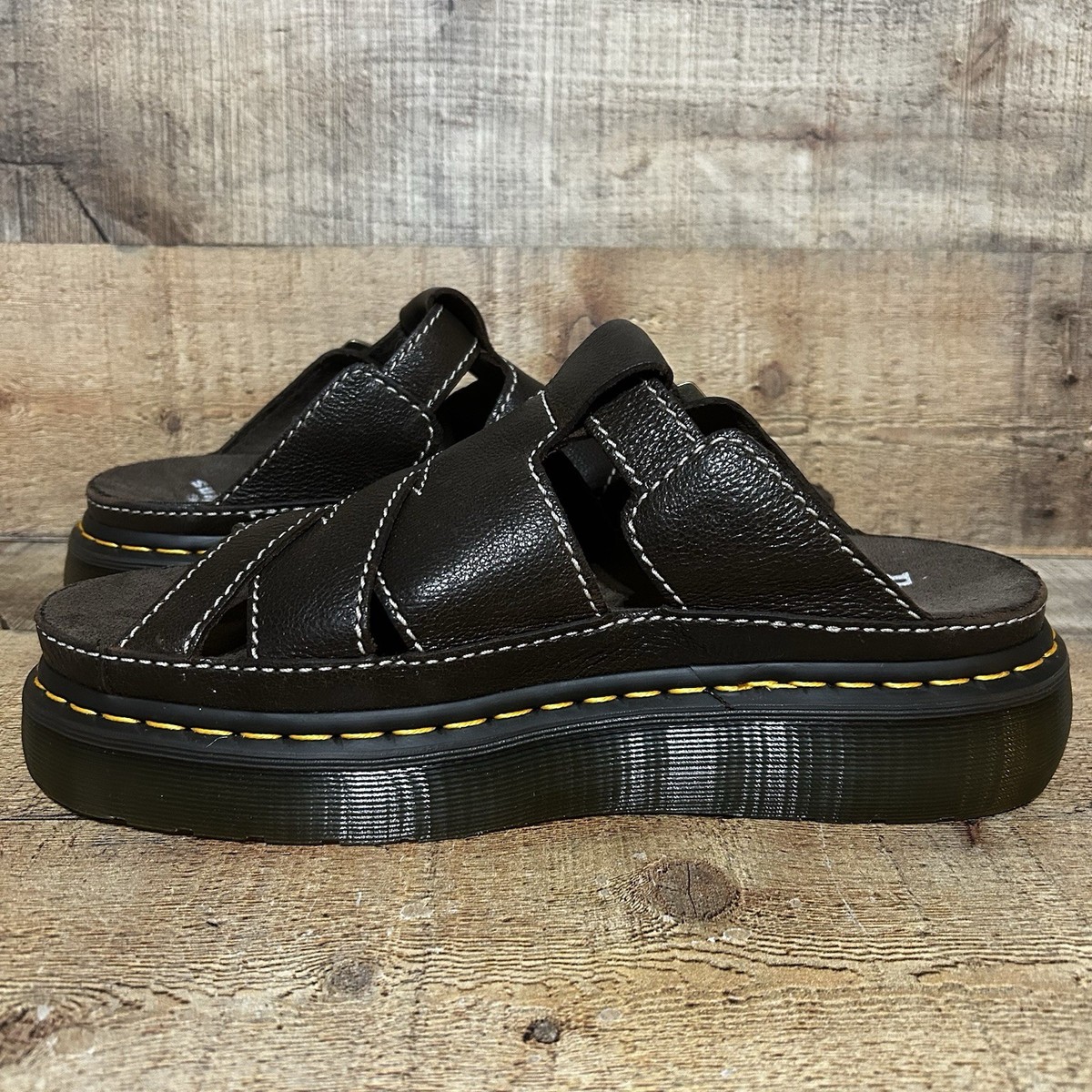 Dr. Martens ブラック サンダル 8 (UK) 26cm MAXXY Dr. Doc Martens Maxxy Slide Mens Size 11 Brown Leather Sandal