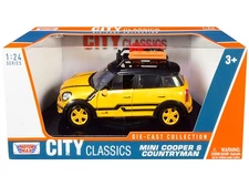 Mini Cooper S Countryman Yellow Metallic Black 1/24 Diecast Model Car Roof Rack