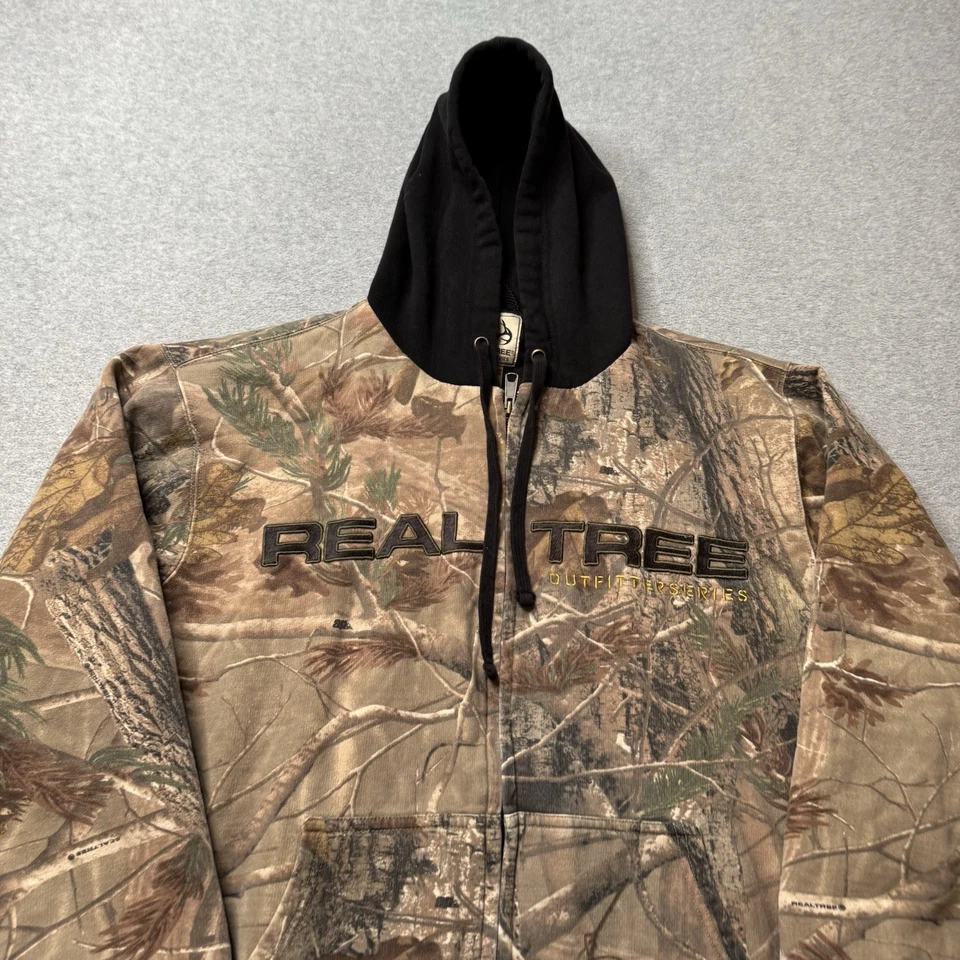 Realtree Jacket Mens Large Camouflage Hoodie Drawstring Fleece Hunting Outdoors - Image 4 of 4