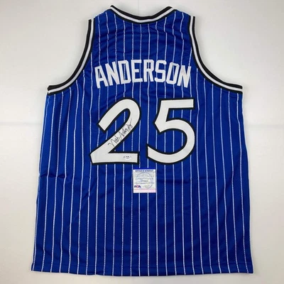 HOFSM.COM HALL OF FAME SPORTS MEMORABILIA Autographed/Signed Nick Anderson Orlando Blue Pinstripe Basketball Jersey PSA/DN