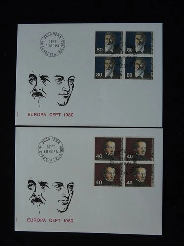 Europa Cept x2 FDC Switzerland 1980 (block of 4)