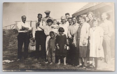 Antique Photo Group of People Looking at Camera c1920s Sad Tired