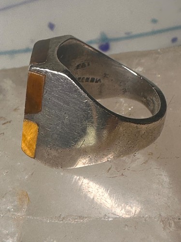 Anello occhio di tigre Messico misura 9 argento sterling donna uomo - Foto 8 di 12