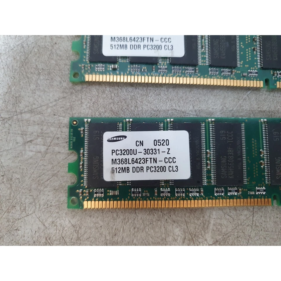 Lot of 2 Samsung M368L6423FTN-CCC Desktop Memory 512MB DDR PC3200 CL3 400MHz - Image 3 of 4