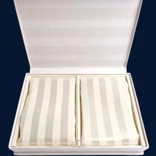 Blissy Silk Mulberry Pillowcase Duo White Striped Queen Size 22 Momme Brand New