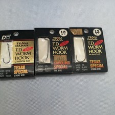 6 Rare Team Daiwa TD Worm Hook Retro Bass Fishing Flounder Flathead Grouper