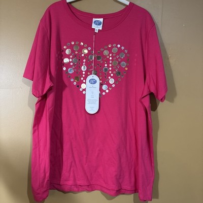 DG2 by Diane Gilman Pink Blouse With Mirror Circles Size 1X. Style 339096