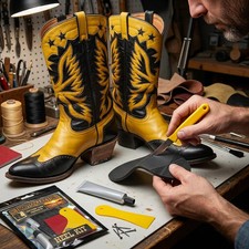 Cowboy Boot Heel Cap Replacement Kit - Set for Stacked Leather Heels 5 Styles
