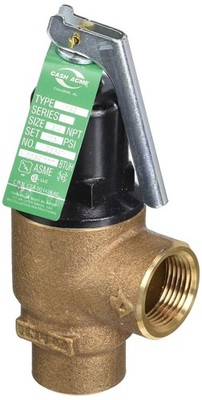 Cash Acme 3/4 Inch F-82 Relief Valve with Lever Set 125 PSI Bronze Plumbing
