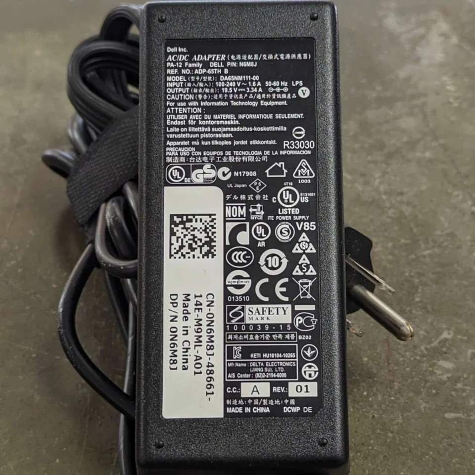 Genuine Dell Laptop Charger 65W Watt USB Type C AC Power Adapter - Image 2 of 4