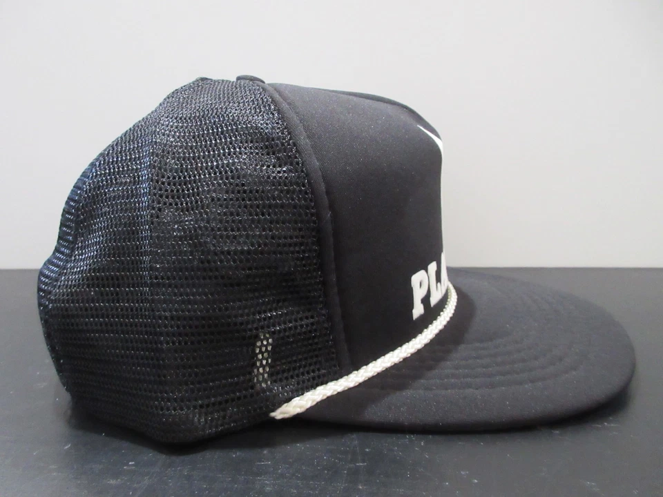 VINTAGE Playboy Hat Cap Snap Back Black White Bunny Rope Trucker Mesh Mens 80s - Image 4 of 4