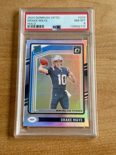 2024 Panini Donruss Optic - Rated Rookie Drake Maye #229 Holo Prizm (RC) PSA 8