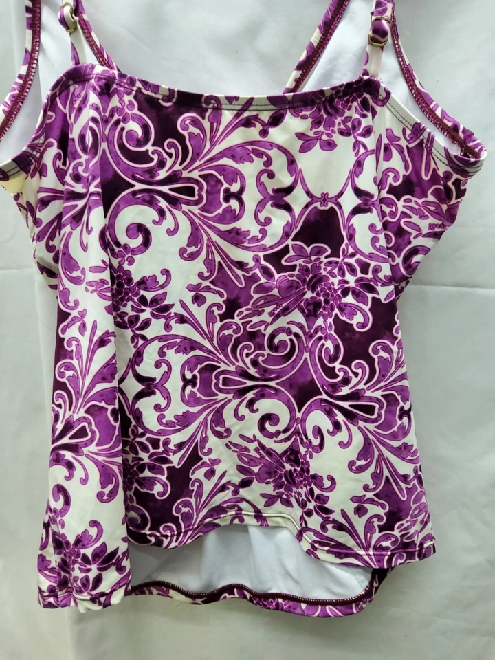 purple tankini LIZ CLAIBORNE  onepiece swimsuit bikini size 12 - Image 3 of 3