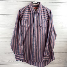 Vintage Levis The Cowboys Tailor Long Sleeve Pearl Snap Western Shirt Size L