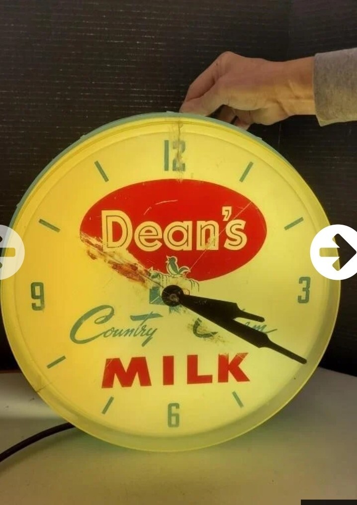 RARE VINTAGE LIGHT UP DEANS COUNTY MILK FARM FRESH DUALITE DAIRY