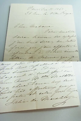 Frz. Brief PARIS 1860, signiert "de MARCOLETA" (Frau Botschafter von Nicaragua?) - Bild 1 von 4