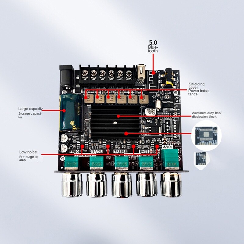TH21 Bluetooth 5.0 2.1Channel Subwoofer Amplifier Board 50Wx2+100W 2.