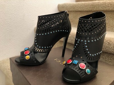 New GUCCI Lifford Size 38.5 Leather Ankle Boots