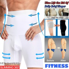 Mens Compression Body Shaper Pants High Waist Boxer Shorts Girdle Tummy Slimming