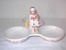 CANDY DISH SNOWMAN AVON Rare Snowlady Christm...