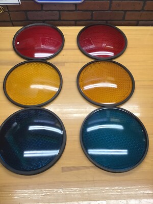 Vintage Traffic Light / Railroad Signal Lenses 4 x Kopp Glass 12  & 2 Poland