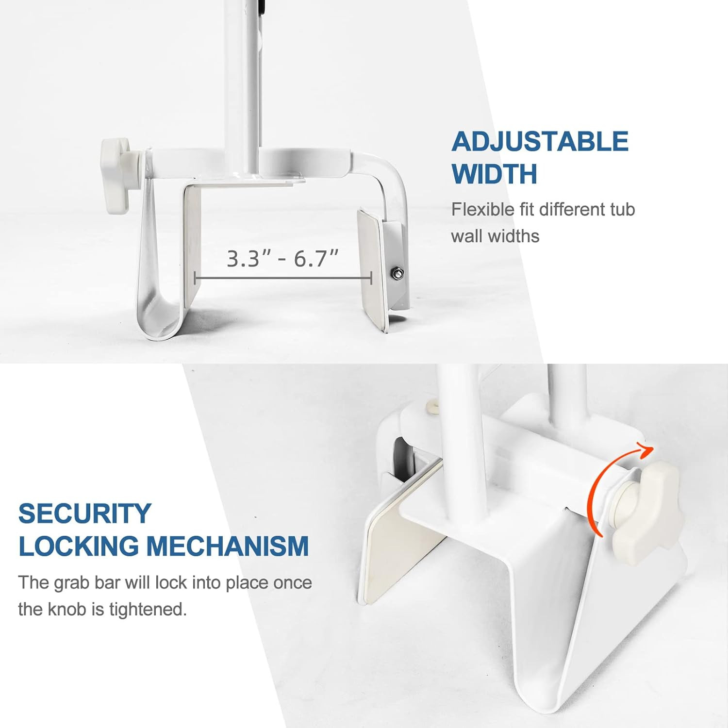 Grab Bars for Bathtubs and Showers, Adjustable Bathtub Safety Rail for Seniors,