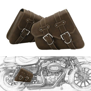 Motorcycle PU Leather Side Saddle Bags Pouch For Harley Sportster XL883 1200