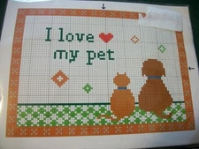 "I Love My Pet" Counted Stitch Kit Size 5" x 7"