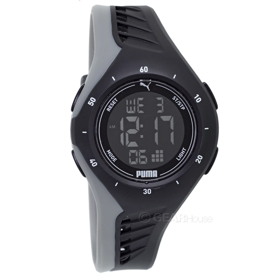 PUMA Womens Digital LCD Sports Watch, Black Gray Band, Day Date Alarm Stopwatch - image 3 of 4