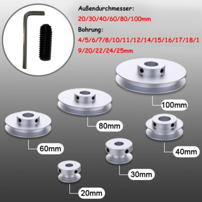 Ø20mm-100mm Breite 7mm Keilriemenscheibe Antriebs Riemenscheibe Aluminum rillig