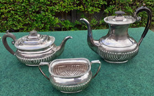 Antique Silver Plated Teapot, Coffee pot & Bowl ~ Harrison Brothers & Howson