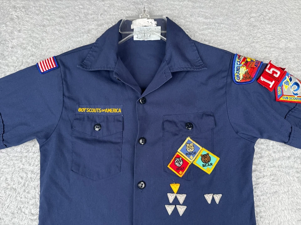 VINTAGE Boy Scouts of America Youth Medium Blue Cub Polyester Blend US Made 2005 - Image 4 of 4