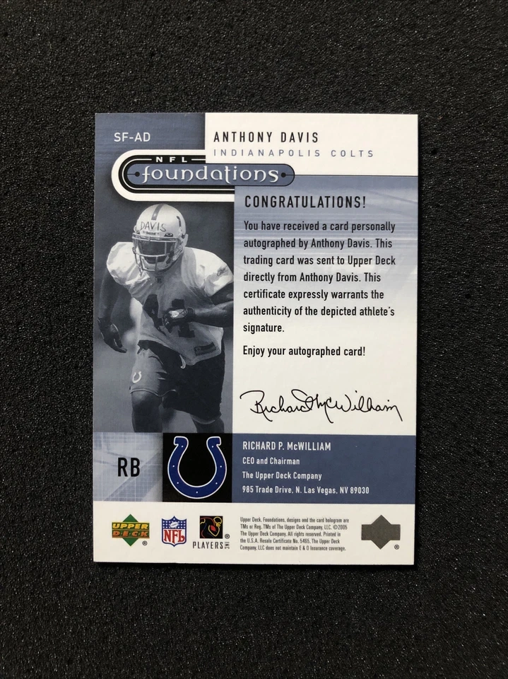 2005 Upper Deck Foundations ANTHONY DAVIS #SF-AD Autograph SIGNATURE Insert CARD - Image 4 of 4
