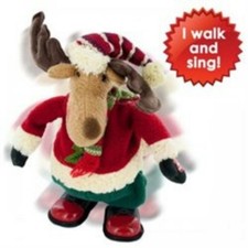14.5 Singing and Walking Holiday Plush Moose Doll Soft Plush Moose Winter Wear