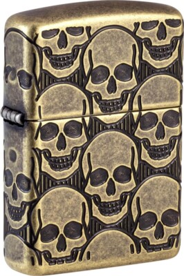 ZIPPO - BENZIN - FEUERZEUG - SKULLS  - 540° GRAVIERT - ARMOR  CASE - NEU -