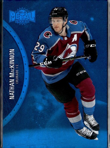 Nathan MacKinnon [Blue Spectrum] #75 2021 Skybox Metal Universe card