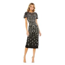 Mac Duggal 5727 Elegant Beaded Sequin Embellished Midi Dress Size 12 498