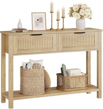 Fluted Console Table with 2 Drawers & Shelf, Sofa Table for Entryway & Hallway