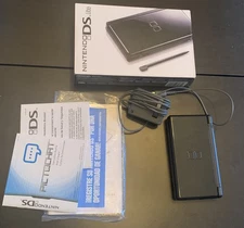 Nintendo DS Lite Onyx Black  in Box w Manuals  & Charger Tested Works.