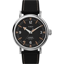 Orologio Uomo TIMEX STANDARD TW2V44000 Pelle Tessuto Nero INDIGLO
