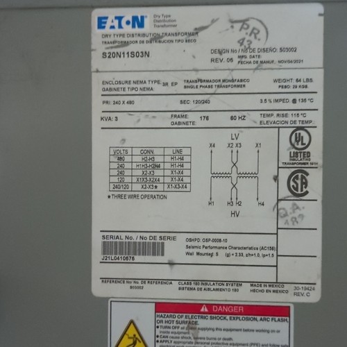 Jefferson Electric Buck-Boost Transformer 416-1231-000