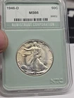 1946d Walking Liberty Mint Toned Old Silver Coin .50c  Half Dollar